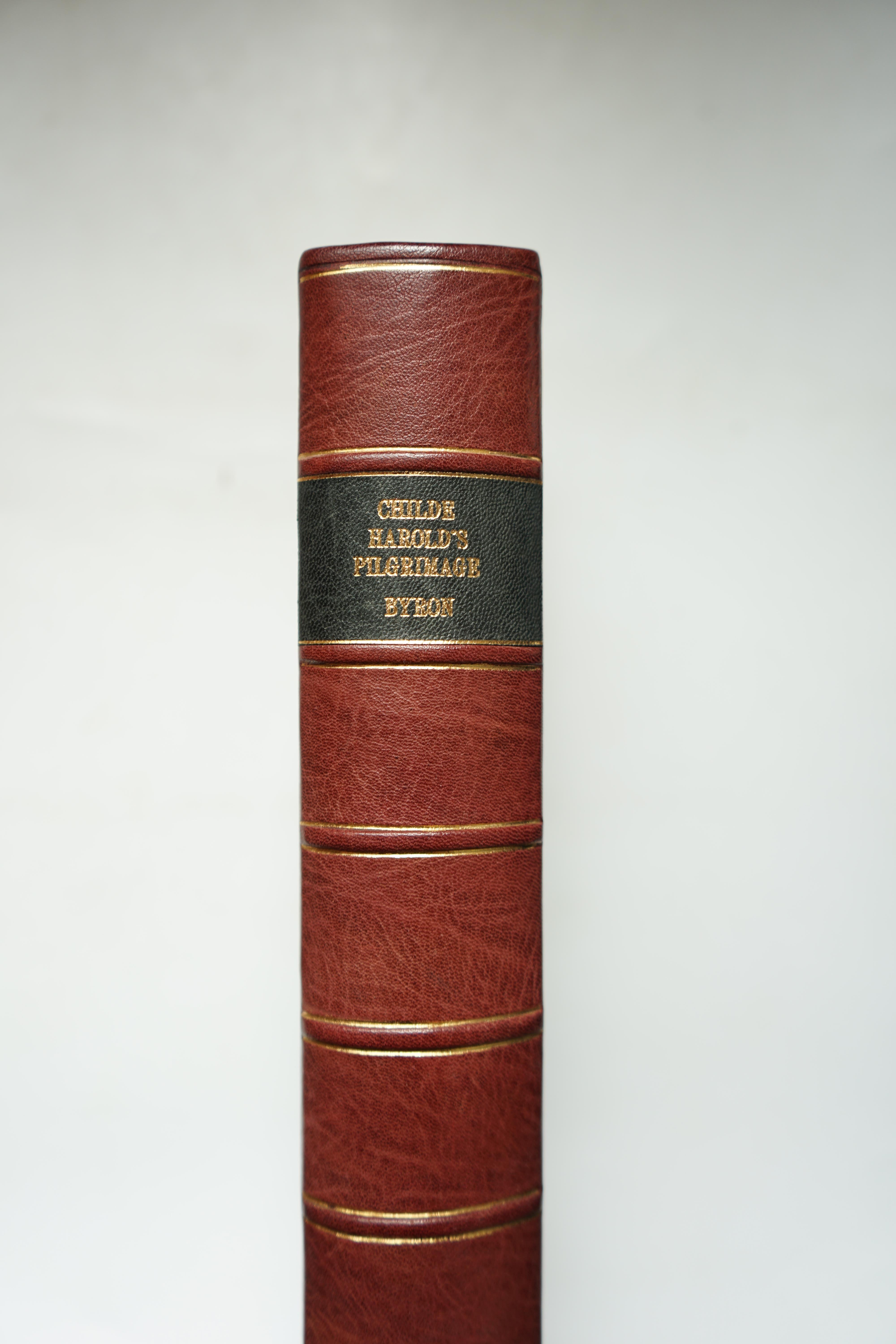 Byron, George Gordon Noel, Lord - Childe Harold’s Pilgrimage, with portrait frontis, engraved title and 60 vignettes by the brothers Finden, folding map at end 8vo, rebacked gilt tooled calf, endpapers renewed, John Murr